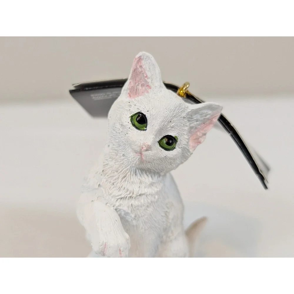 The Christmas Shop White Cute Kitten Ornament, 3